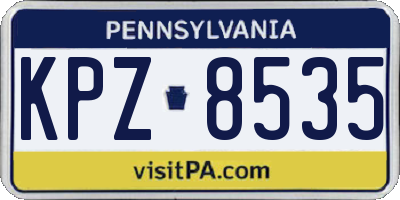 PA license plate KPZ8535