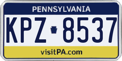 PA license plate KPZ8537