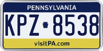 PA license plate KPZ8538
