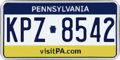 PA license plate KPZ8542