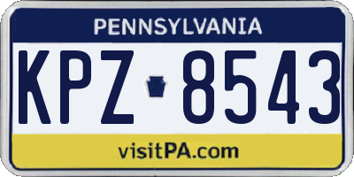 PA license plate KPZ8543