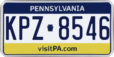PA license plate KPZ8546