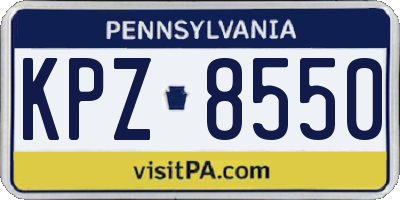 PA license plate KPZ8550