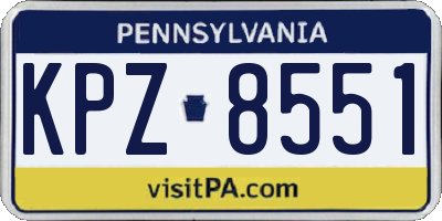 PA license plate KPZ8551