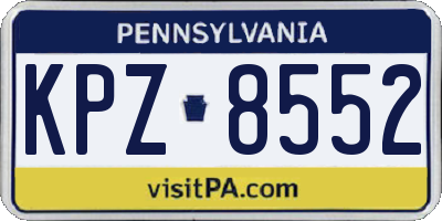 PA license plate KPZ8552
