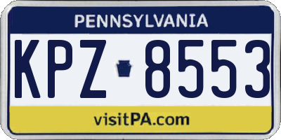 PA license plate KPZ8553