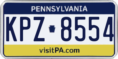 PA license plate KPZ8554