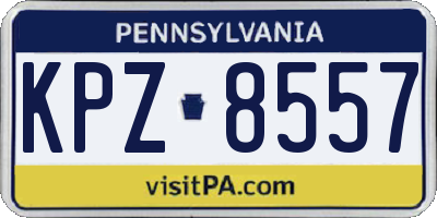 PA license plate KPZ8557