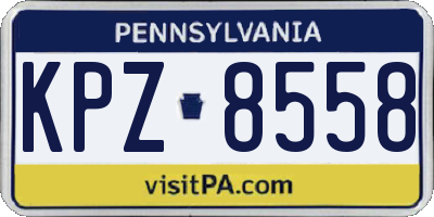 PA license plate KPZ8558