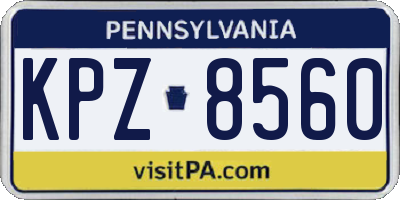 PA license plate KPZ8560