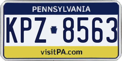 PA license plate KPZ8563