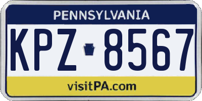 PA license plate KPZ8567