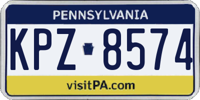 PA license plate KPZ8574