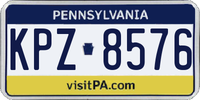 PA license plate KPZ8576