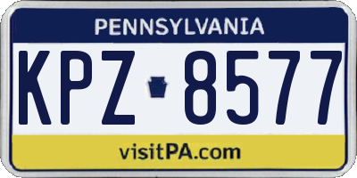 PA license plate KPZ8577