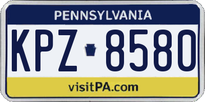 PA license plate KPZ8580
