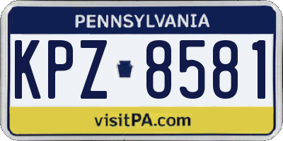 PA license plate KPZ8581