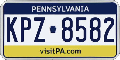 PA license plate KPZ8582