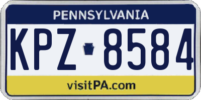 PA license plate KPZ8584