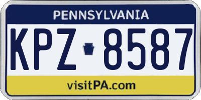 PA license plate KPZ8587