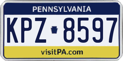 PA license plate KPZ8597