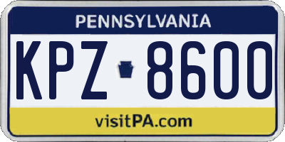 PA license plate KPZ8600