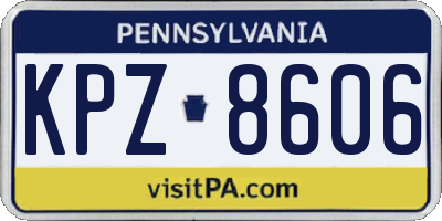 PA license plate KPZ8606