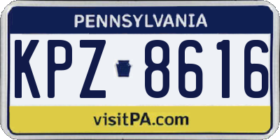 PA license plate KPZ8616