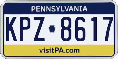 PA license plate KPZ8617