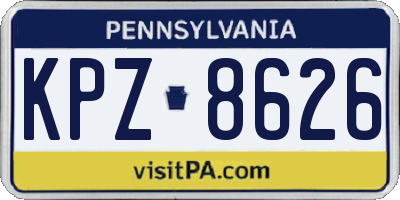 PA license plate KPZ8626