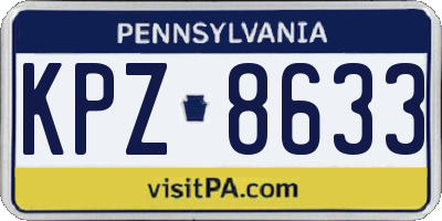 PA license plate KPZ8633