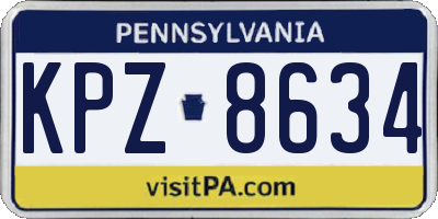 PA license plate KPZ8634