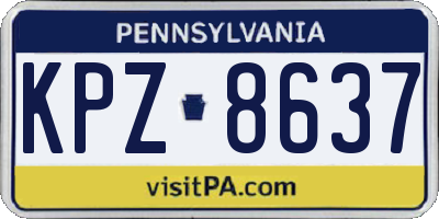 PA license plate KPZ8637