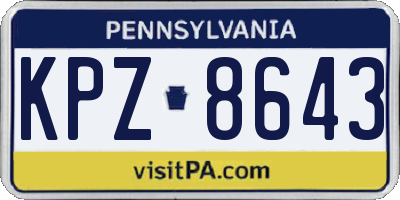 PA license plate KPZ8643