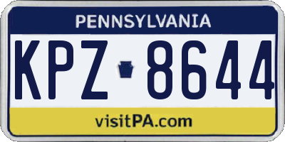 PA license plate KPZ8644