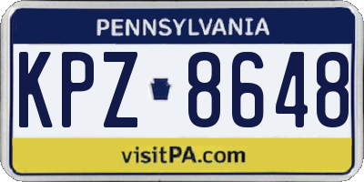 PA license plate KPZ8648