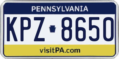 PA license plate KPZ8650