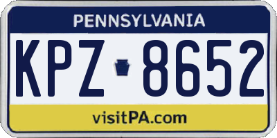 PA license plate KPZ8652