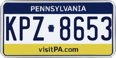 PA license plate KPZ8653