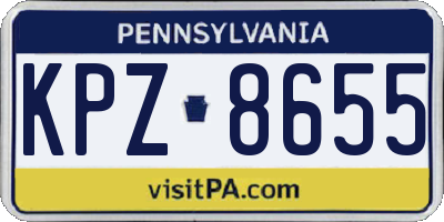 PA license plate KPZ8655