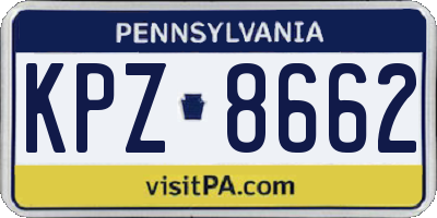 PA license plate KPZ8662