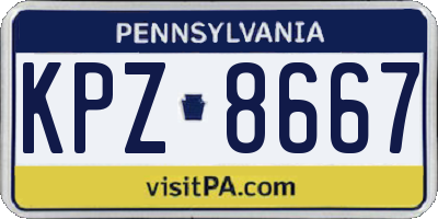 PA license plate KPZ8667