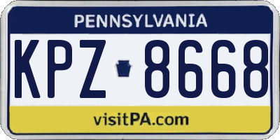 PA license plate KPZ8668