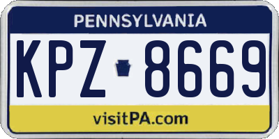 PA license plate KPZ8669