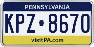 PA license plate KPZ8670