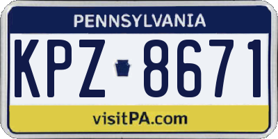 PA license plate KPZ8671