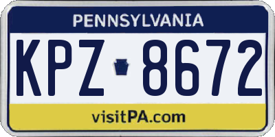 PA license plate KPZ8672