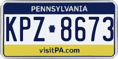 PA license plate KPZ8673