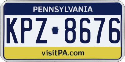 PA license plate KPZ8676