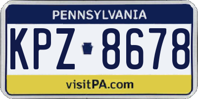 PA license plate KPZ8678